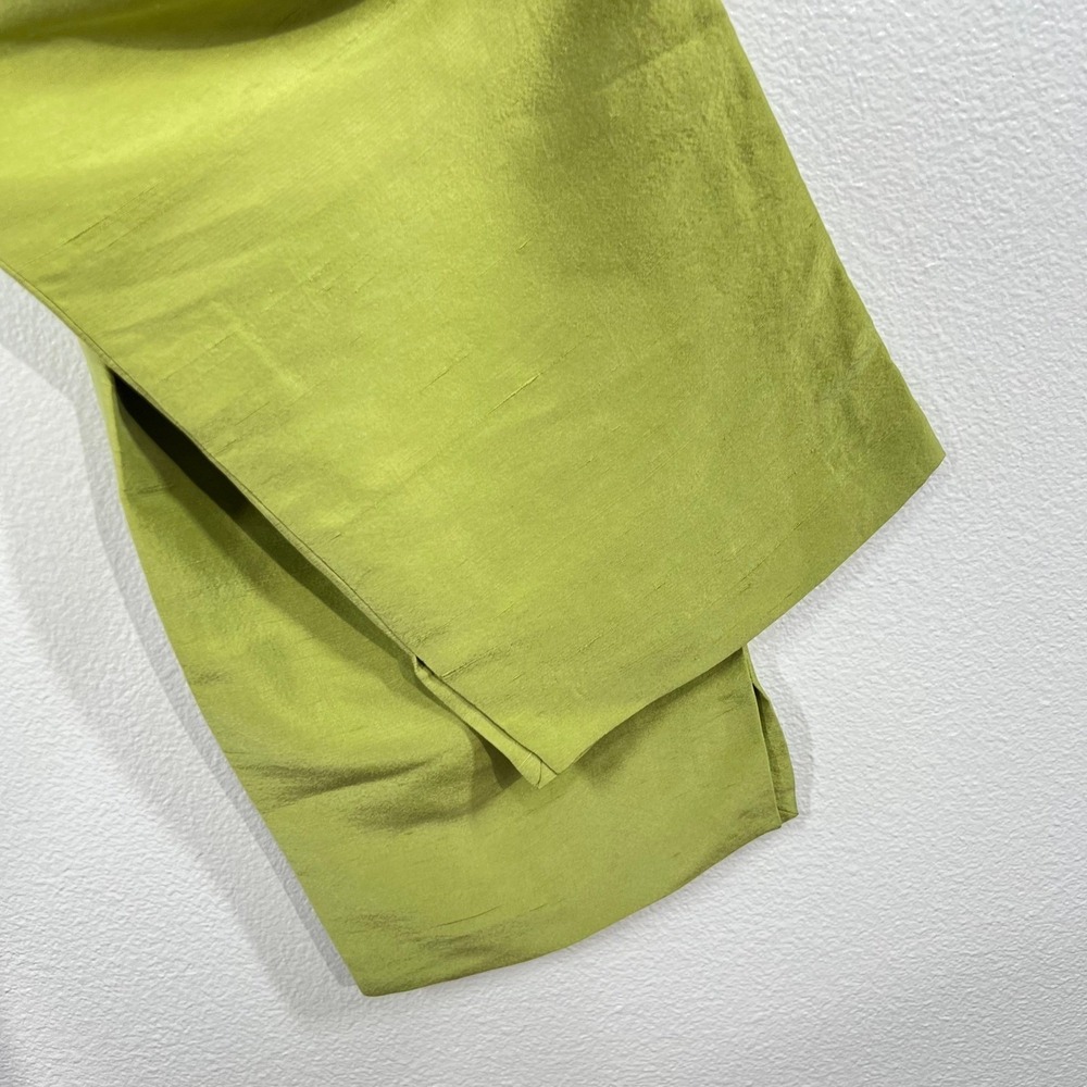 Eileen Fisher Silk Georgette Crepe Women's Straight Leg Pants Size S Green Matte - Picture 7 of 10